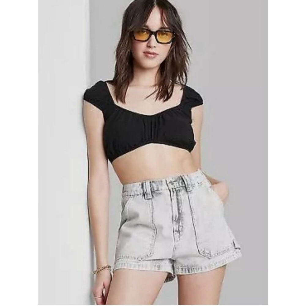 BNWT Wild Fable Gray Wash Super High Rise Utility Shorts 00